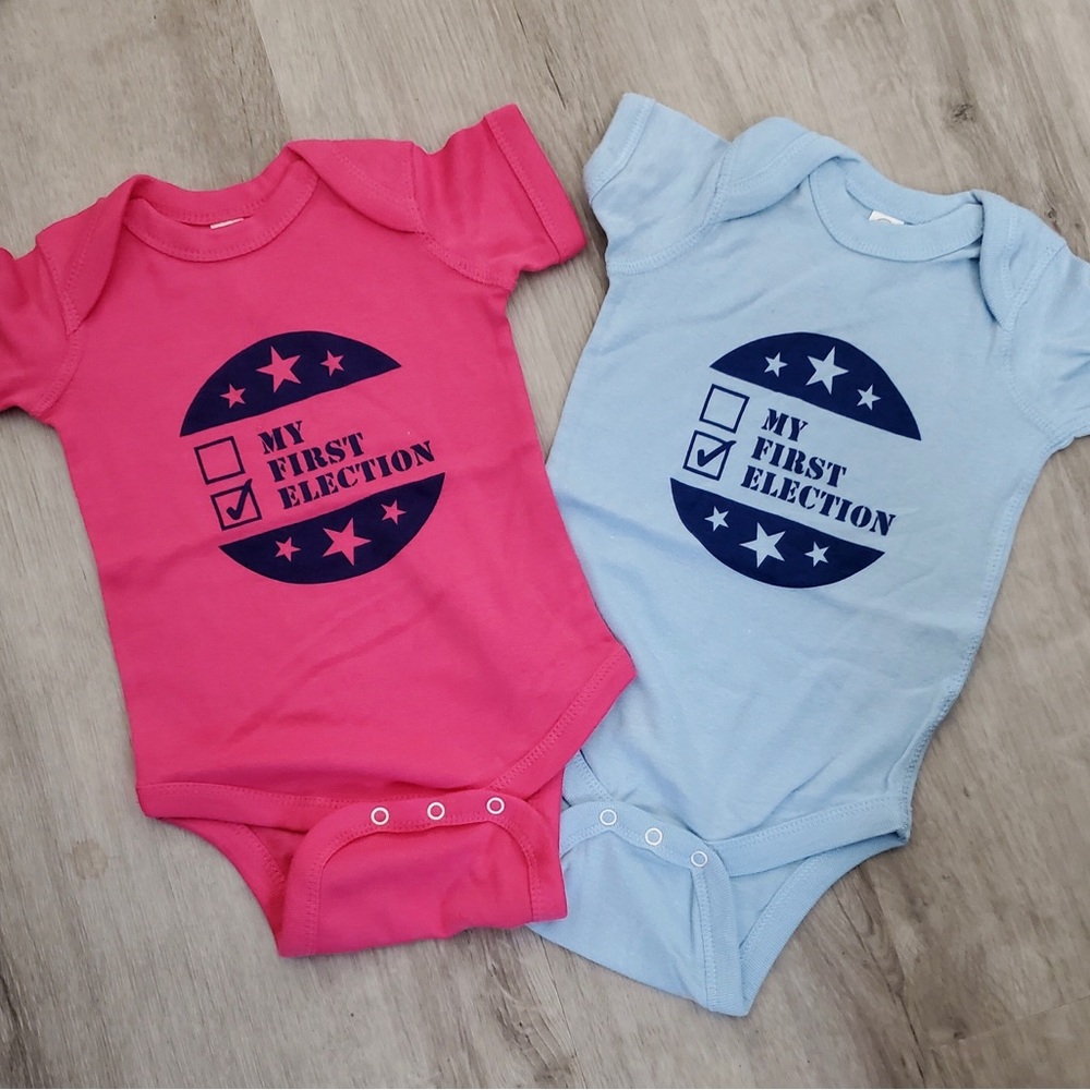 Blue “My First Election” Onesie